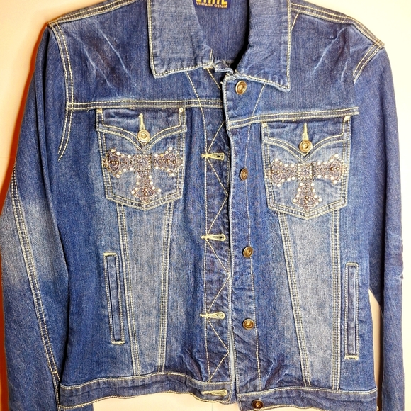 ethyl vintage denim Jackets & Blazers - Ethyl Vintage Denim Western core bling Jean jacket.